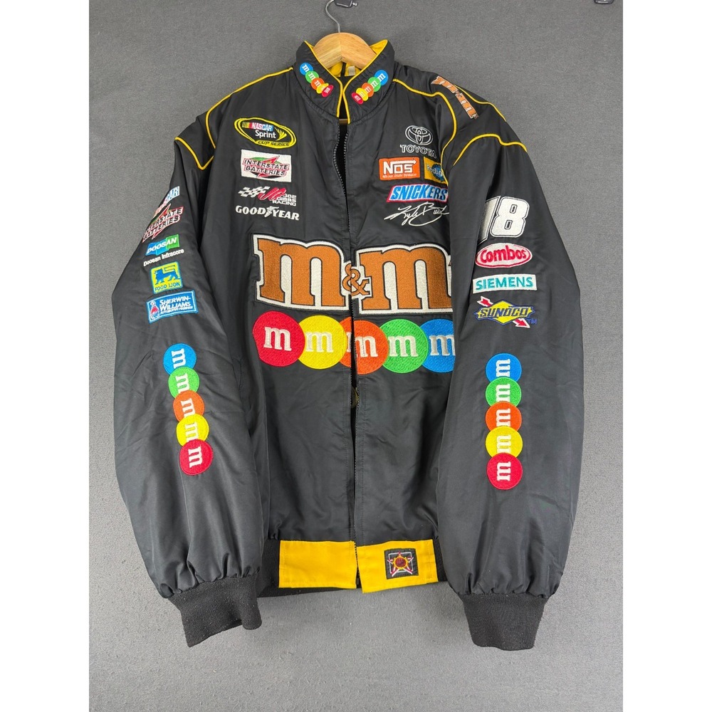 VTG Y2K Mens JH Design M&M's NASCAR Racing Jacket Embroidered Logo Outdoor 2XL